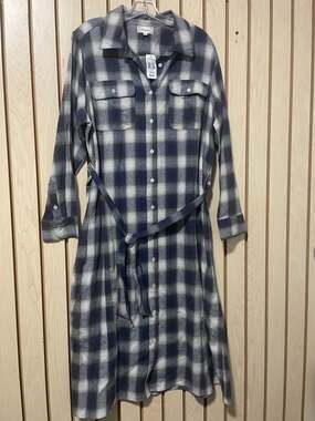 Cloth & Portrait Plaid Shirt Dress Large